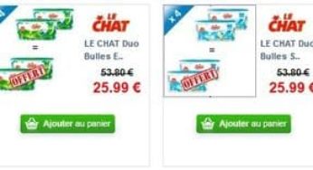 Lessive 25,99 euros 2+2 gratuits Duo Bulles Expert x36 Le Chat (livraison gratuite)