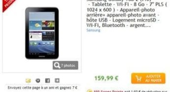 Moins de 140 euros la Tablette Galaxy Tab 2 SAMSUNG 7 » 8Go (port inclus – uniquement aujourd’hui)