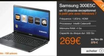 Vente flash 269 euros le Pc Portable Samsung 15 pouces (entre 340 et 370 euros ailleurs) – Quantité limitée