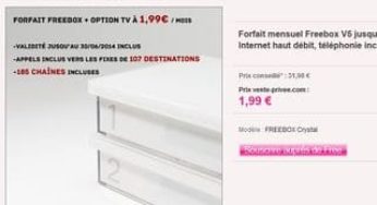 Free Box : 1,99 euros/mois pendant 1 an