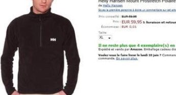 24 euros la veste polaire Helly Hansen port inclus (au lieu de 59 euros)