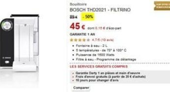 45€ Fontaine/Bouilloire Bosch FILTRINO au lieu du double – SOLDES