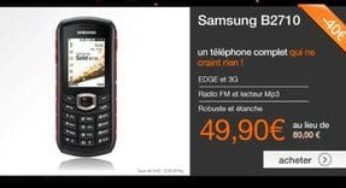 Moins de 50 euros téléphone Samsung B2710 (antichoc, étanche…)