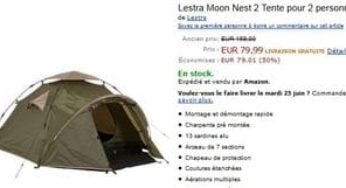 Moins de 80 euros la tente 2 personnes Lestra Moon Nest 2 (port inclus) au lieu du double