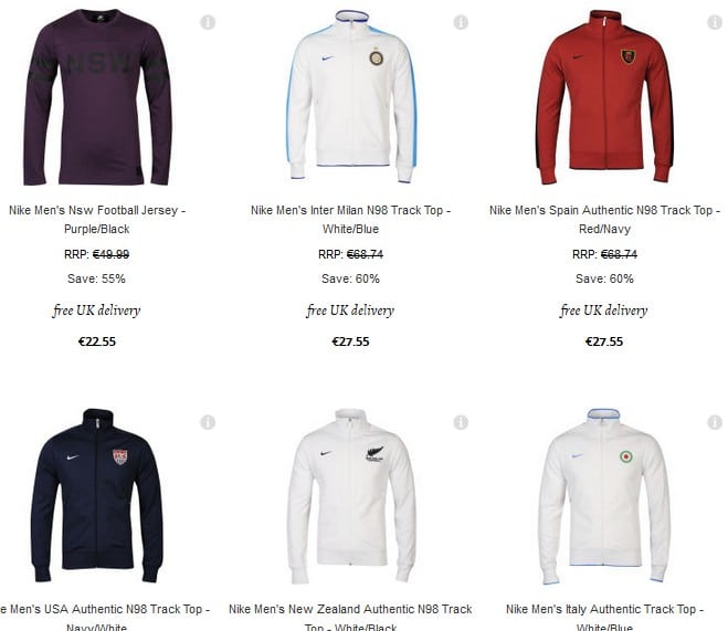 27,55 euros la Veste Nike (Barcelone, Inter Milan, Italie, Espagne, All Blacks..), 12,55 euros les T-shirts Nike (port inclus) – Nouveau arrivage