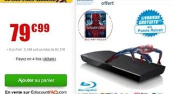 Moins de 80 euros Lecteur Blu-ray Wi-Fi Sony + film Blu Ray The Amazing Spiderman