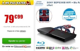 Moins de 80 euros Lecteur Blu-ray Wi-Fi Sony + film Blu Ray The Amazing Spiderman