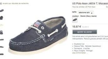 Moins de 19 euros les mocassins US Polo Assn au lieu de plus de 60 € (livraison gratuite)