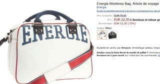 22,50 euros le sac de voyage Energie Monterey Bag (au lieu de 75 euros)