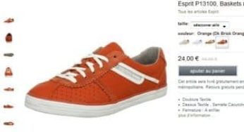 24 euros les baskets Esprit femme (livraison gratuite) au lieu de 59 euros