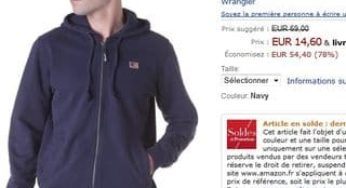 Moins de 15 euros le Gilet Homme Wrangler au lieu de 69 euros (livraison gratuite)