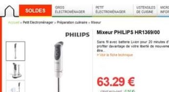 35 euros Mixeur plongeant sans fil Philips (au lieu de plus de 65 euros)