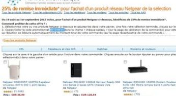 Code promo moins 25% sur produits Netgear (Répéteur, CPL, Modem, Clé…)