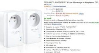 Moins de 20 euros les 2 Adaptateurs CPL avec prise intégrée TP-LINK AV200 (port inclus / au lieu du double)