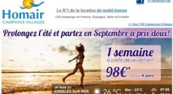 Une semaine en septembre (3/4 personnes – camping) à partir de 100 euros (+ codes promos…)