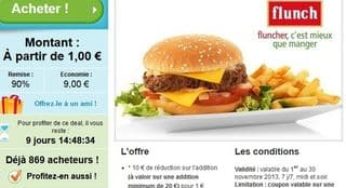 1 euro le bon d’achat de 10 euros FLUNCH