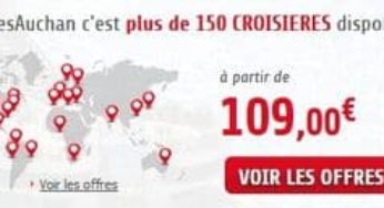 Pendant 7 jours 5% sur toutes les croisières Auchan Voyages (code promo)