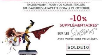 Aujourd’hui seulement -10% suppl. sur les Soldes Galeries Lafayette