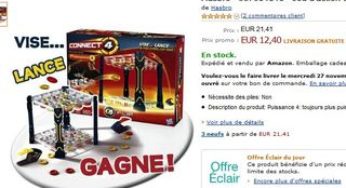 12,40 euros le Jeu Connect 4 Flip Hasbro (entre 20 et 30 ailleurs)