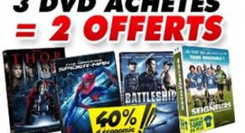 3 DVD achetés = 2 Gratuits (soit 30 euros les 5 DVD)