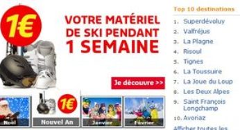 1 séjour ski acheté = la location de ski à partir de 1 euro la semaine