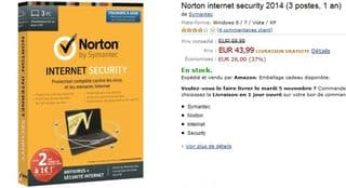 Norton internet security 2014 (3 postes) 1 an acheté = la deuxième année à 1 euros