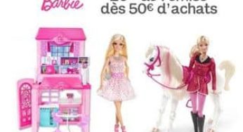 20% de réduction immédiate sur Barbie / pendant 4 jours seulement (à partir de 50€)