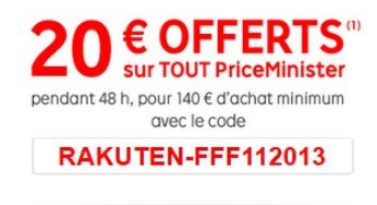 PriceMinister : 20 euros pour 140 euros pendant 48h