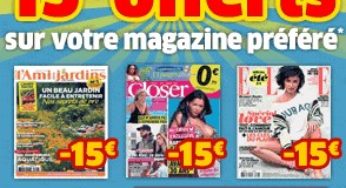 Moins de 25 euros l’abonnement 1 an Tele7Jours, NouvelObs et autres (code promo -15 euros)