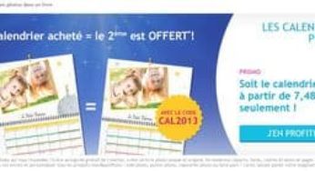 1 calendrier photo acheté = 1 gratuit sur Monalbumphoto