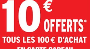 Darty 10 euros offerts en carte cadeau tous les 100 euros d’achat