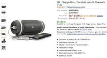 Enceinte sans fil /chargeur Bluetooth JBL à 89 euros port inclus (à partir de 119 euros ailleurs)