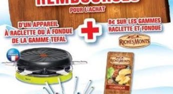 ODR : 10 euros remboursés sur les appareils à raclettes ou fondue Tefal (et fromage RichesMonts)