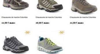 Chaussures de marche Columbia à moitié prix (entre 39€ et 49€)