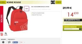 Moins de 15 euro le sac à dos DC SHOES (port inclus) au lieu du double