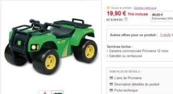 Moins de 20 euros le Quad Tout Terrain Tomy au lieu du double (livraison gratuite)