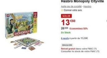 Moitié prix : Monopoly Cityville à seulement 13,50 euros