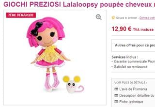 Poupée Lalaloopsy Crumb sugar cookie à 12,90 euros contre plus de 30 euros (livraison gratuite)