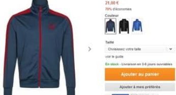 Veste de survêtement Puma à 21 euros au lieu de 70 euros (toutes tailles / livraison gratuite)