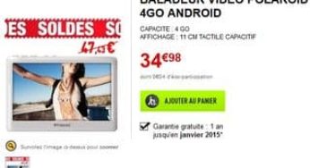 35 euros le baladeur vidéo tactile Android Polaroïd MP4/MP3 4,3″ Wi-Fi 4Go