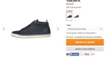 40 euros les baskets montantes homme Diesel cuir au lieu de 125 euros (du 41 au 45)