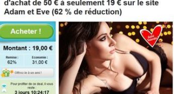 Adam et Eve : 50 euros d’achats pour 19 euros seulement (lingerie et mode sexy et sextoys)