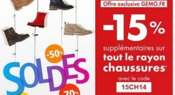 Soldes Gémo : 15% de remises supplémentaires sur les chaussures