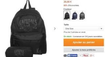 20 euro le sac à dos Kaporal (port inclus) au lieu de 50 euros