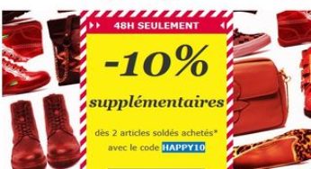 10% supplémentaire sur les Soldes Sarenza jusqu’à demain soir dès 2 articles