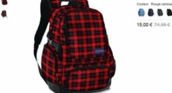 15 euro le sac à dos Jansport au lieu de plus de 70 euros (port inclus)