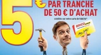 Magasin Bricomarché : 5 € par tranche de 50 € d’achat le samedi 22 février (crédités sur la carte)