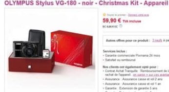 Coffret Appareil photo Olympus VG-180 + carte SD 8Go à moins de 60 euros (port inclus)