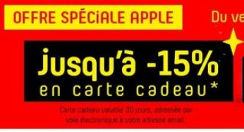 15% offerts en carte cadeau Darty sur les iPad mini / air et iMac chez Darty