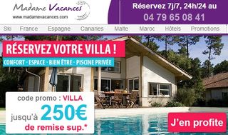 250 euros de remises immédiates sur la location de villa cet été (ou 100 € en mai/juin/septembre)